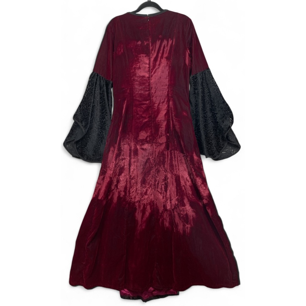 Vintage Lip Service Dress Red Black XL Velvet Gothic Renaissance Vampire - Picture 3 of 16